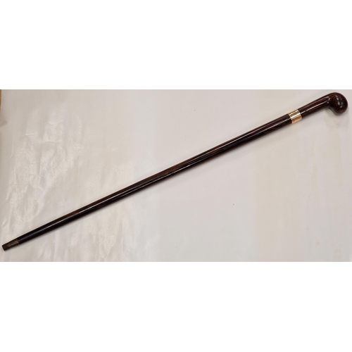 2473 - Birdwood's Macassar ebony Walking Stick with 15-carat gold collar inscribed 'General Sir W.R. Birdwo... 