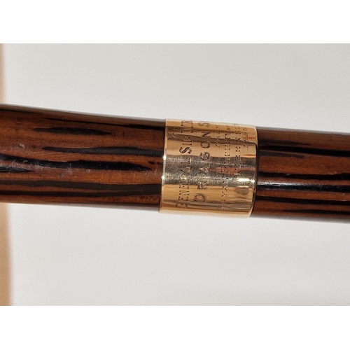 2473 - Birdwood's Macassar ebony Walking Stick with 15-carat gold collar inscribed 'General Sir W.R. Birdwo... 