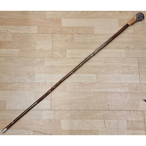 367 - Mark Richards Hand Carved Sportsmans Staff,  Walking Stick with Ashwood type shaft, the top carved i... 