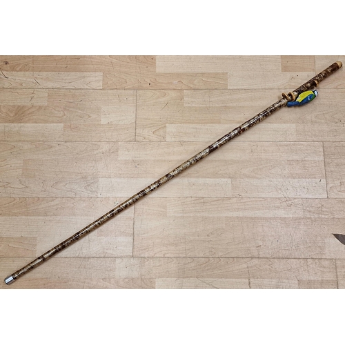 369 - Mark Richards Hand Carved Sportsmans Staff,  Walking Stick with Ashwood type shaft, the top carved i... 