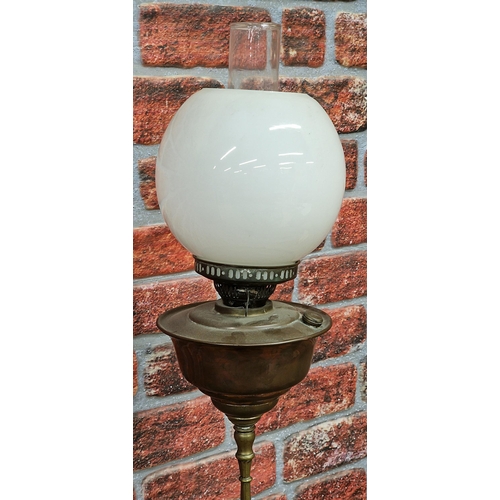 2392 - Rare arts and crafts W.A.S. Benson twin burner duplex oil lamp, this has a 10cm gallery and comes wi... 