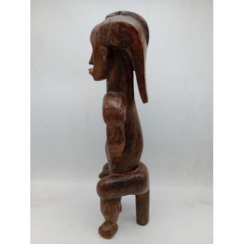 2121 - Vintage Fang Hand Carved Wooden Statue H50cm