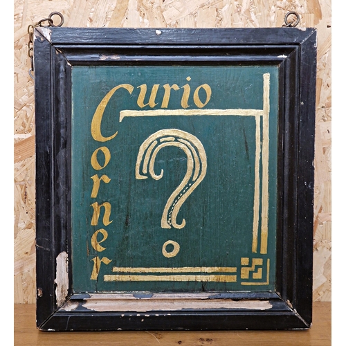 2326 - 'Curio Corner' painted hanging shop sign, 47 x 47cm