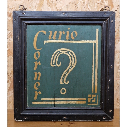 2326 - 'Curio Corner' painted hanging shop sign, 47 x 47cm