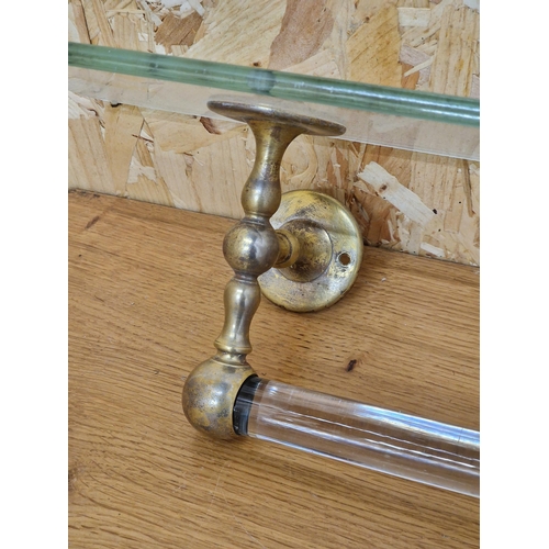 2328 - Quality Art Deco brass and glass towel rail, 69cm long