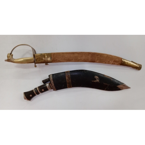 2462 - Two vintage Nepalese / Gurkha style kukri knife daggers. Typical form with bone and horn hilts, whit... 