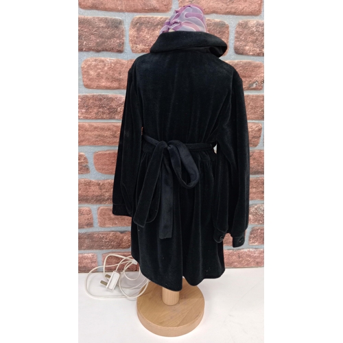 2383 - An interesting and quirky Mannequin desk or floor lamp, with a purple scarf and a black velvet dress... 