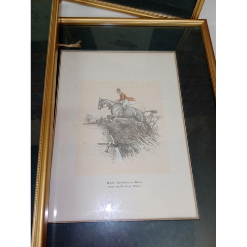 376 - Set of six Hunting interest prints by Cecil Charles Winsor Aldin, in gold frames (6)