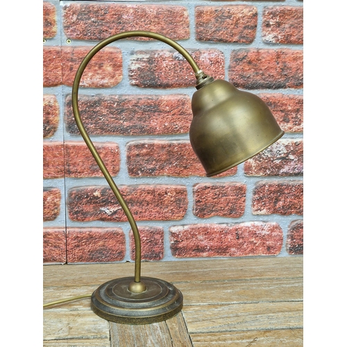 2399 - Good quality Jim Lawrence desk lamp, finished in antique brass, from the Wharton range H46cm