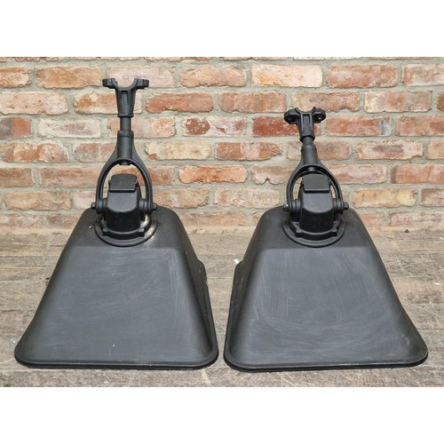 2371 - Pair of painted mid 20th century Adjustaflood industrial lights, reclaimed from Nailsworth Tennis Cl... 