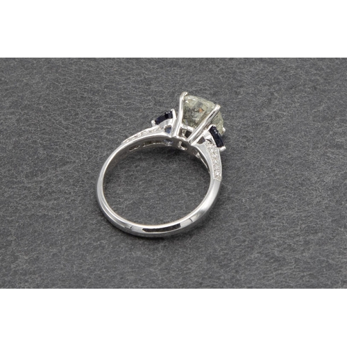 87 - Exceptional 18ct White Gold Cushion Cut Diamond Ring, the central stone approx 2.5cts, approx 8.36 x... 