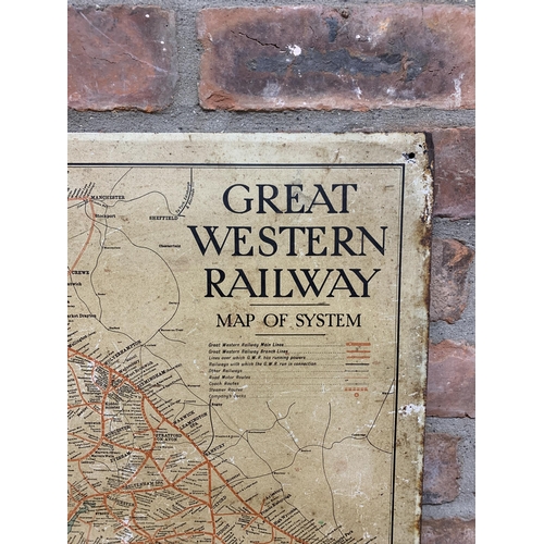 2516 - GWR 'Map Of The System' tin plate sign, H 61cm x 76cm