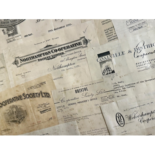 2518 - Set of four collages of vintage receipts from famous retailers, each collage has a differing predomi... 