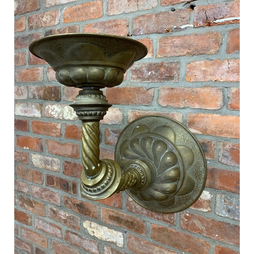 2400 - Impressive brass cornucopia wall sconce for three light fitting, H 50cm x D 50cm