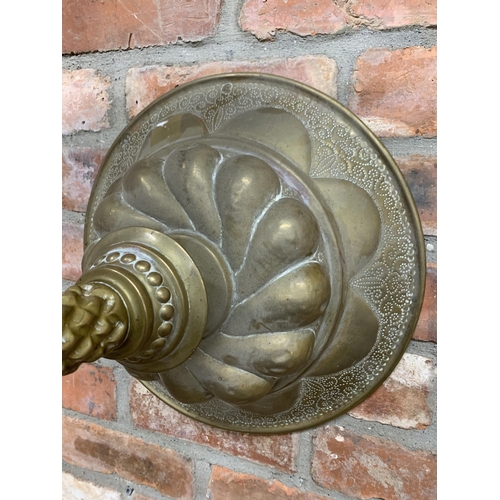 2400 - Impressive brass cornucopia wall sconce for three light fitting, H 50cm x D 50cm