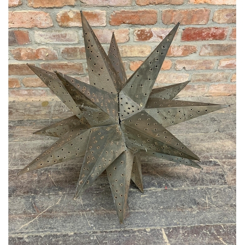 2344 - Contemporary metal Moravian star hanging ornament, H 84cm