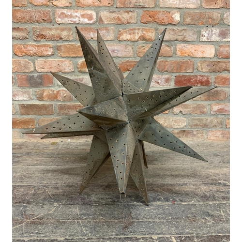 2344 - Contemporary metal Moravian star hanging ornament, H 84cm