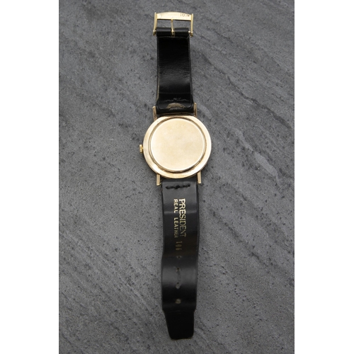 14 - Vintage 9ct Tudor gents dress watch, 34mm case, gilt dial with gilt hands and markers, associated le... 