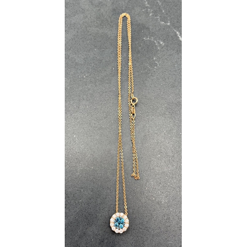 47 - 14ct rose gold and diamond reverso pendant and chain, set with four yellow and blue diamonds framed ... 