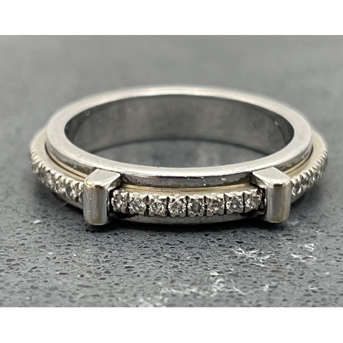 52 - Asprey 18ct white gold eternity ring, with unusual rotating band of diamonds, size K, 5.1g