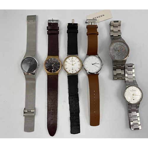 30 - Six Skagen of Denmark gents watches including a boxed example with five Christin Lars watches (11)