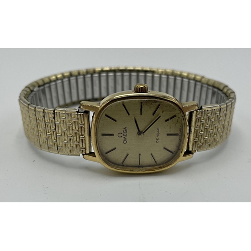 18 - Vintage Omega De Ville gold plated ladies watch, 22mm case, gilt dial with baton markers, associated... 