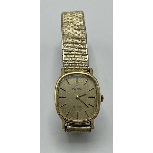 18 - Vintage Omega De Ville gold plated ladies watch, 22mm case, gilt dial with baton markers, associated... 