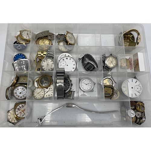 27 - Large collection of various pocket and wristwatches, movements and bracelets, comprising Omega, Smit... 