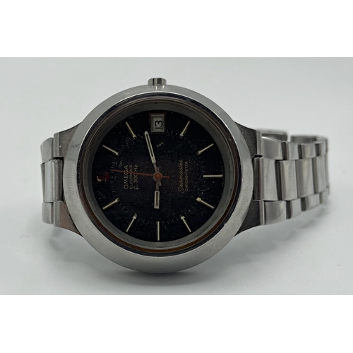 17 - Vintage Omega Electronic f300hz Seamaster Chronometer gents stainless steel watch, 40mm case, black ... 