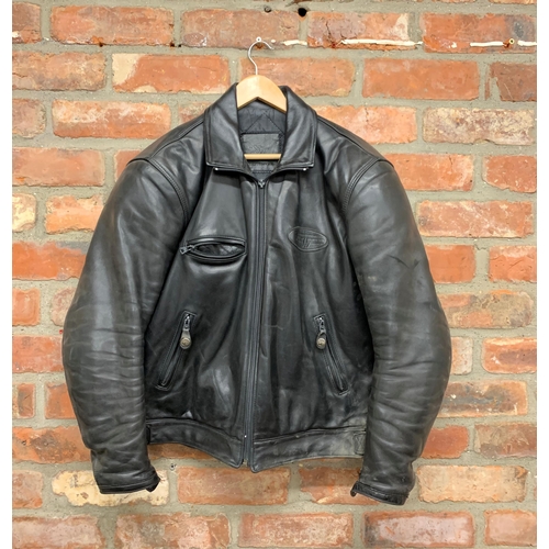 2332 - Vintage Furygan Leathers Of France black leather motorcycle jacket, size large