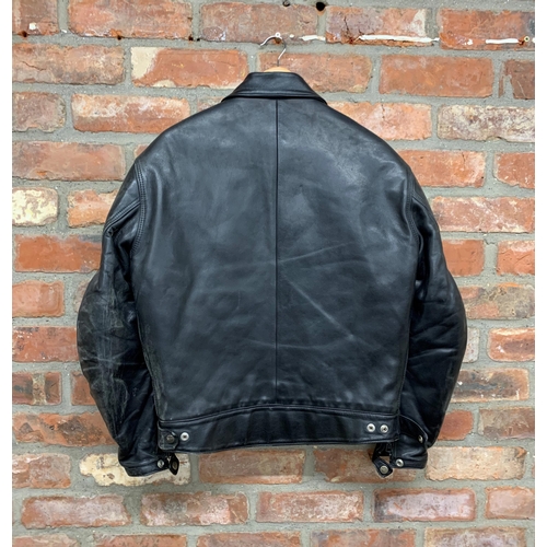 2332 - Vintage Furygan Leathers Of France black leather motorcycle jacket, size large