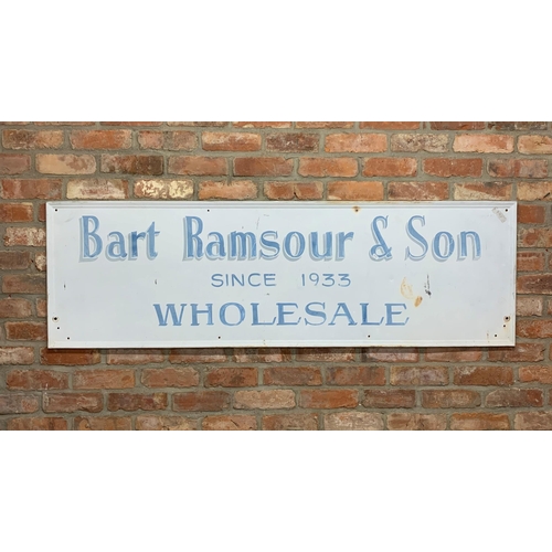 2482 - Advertising - 'Bart Ramsour & Son, Since 1933, Wholesale', American painted enamel sign, 56 x 178cm