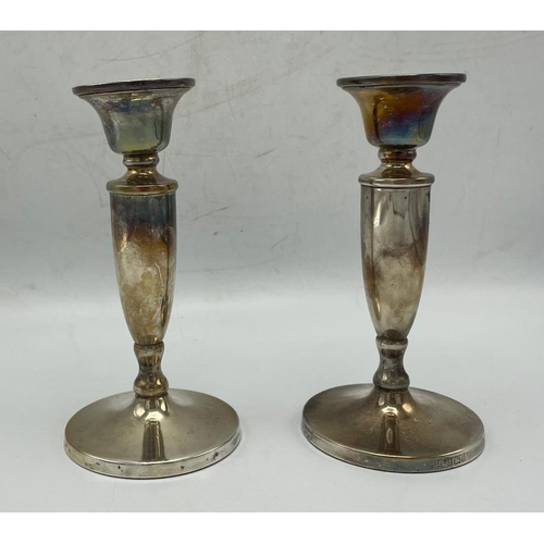 177 - Pair of 1990s Georgian style silver baluster candlesticks, maker Baker Ellis Silver Co, Birmingham 1... 
