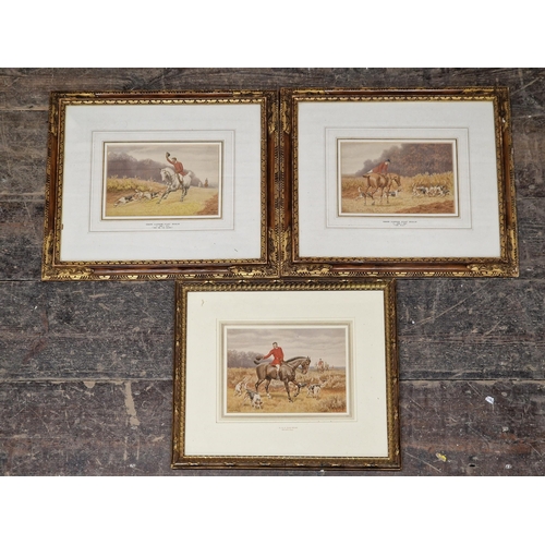 594 - Edward Algernon Douglas (1860-1915) three hunting scenes depicting rider and dogs, signed, watercolo... 