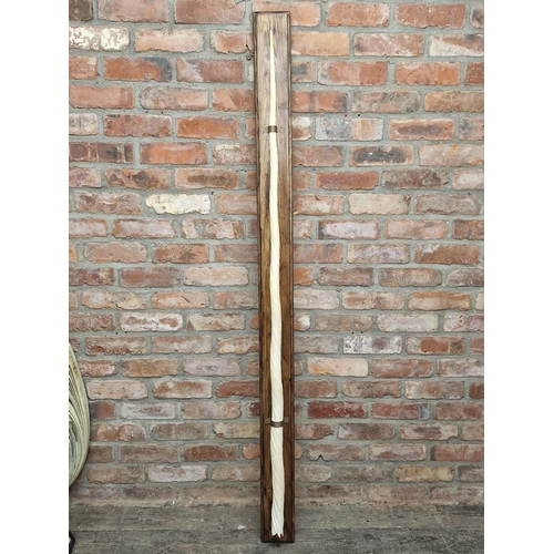 486 - Taxidermy - Good long Narwhal tusk with pointed end, 175cm long, fixed to a pine back board, Cites n... 