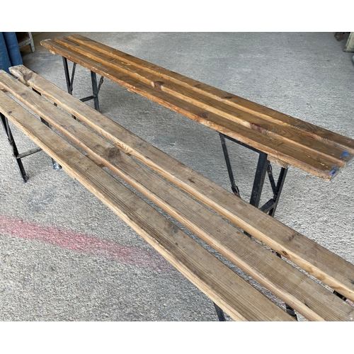 1004 - Pair of slatted folding German Beer Hall benches