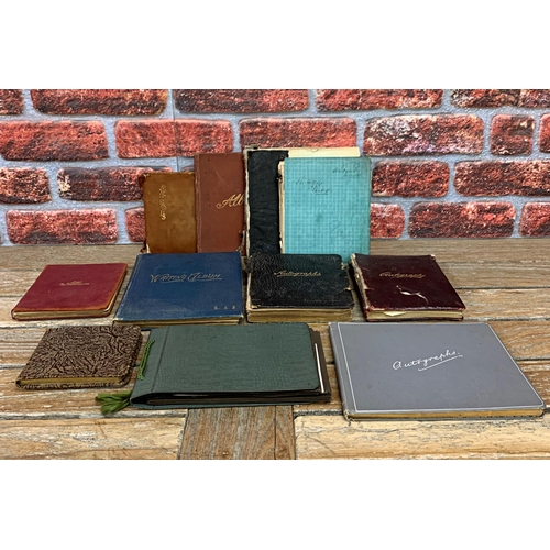 591 - Quantity of antique leather bound sketch books being filled with an assortment of poems, drawings an... 