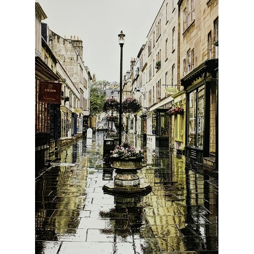 636 - Irene Marsh (20th/21st century, Bath Artist) - Margaret's Buildings, Bath, colour print, 37 x 24, mo... 