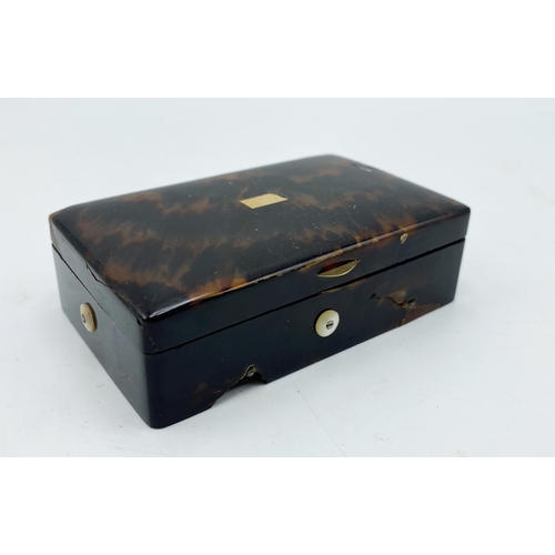 269 - Early F Nicole tortoiseshell snuff music box, 10.5cm, currently working