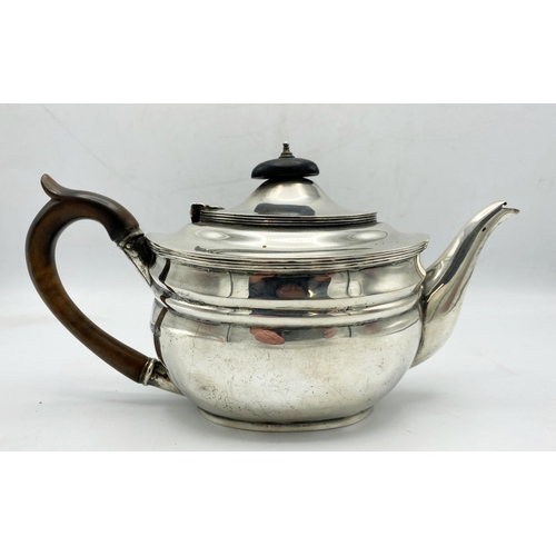 106 - Edwardian silver boat shaped teapot, maker C S Harris & Sons Ltd, London 1905, 26cm long, 17.5oz app... 