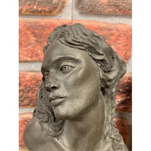 2338 - Pair of cold cast bronze wall plaques, candles holders in the shape of an attractive woman