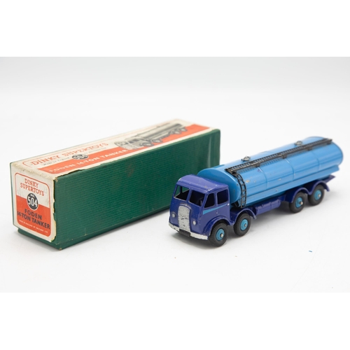 3009 - Dinky Supertoys No. 504 Foden 14-Ton Tanker. Two-tone blue and 1st-type grille and cab. Model in ver... 