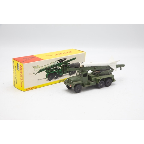 3043 - Dinky Toys 665 Honest john Missile Launcher, original missile, less common black plastic wheel versi... 