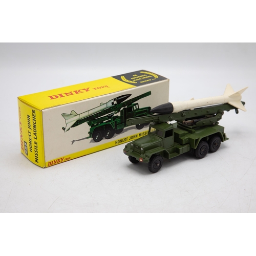 3043 - Dinky Toys 665 Honest john Missile Launcher, original missile, less common black plastic wheel versi... 