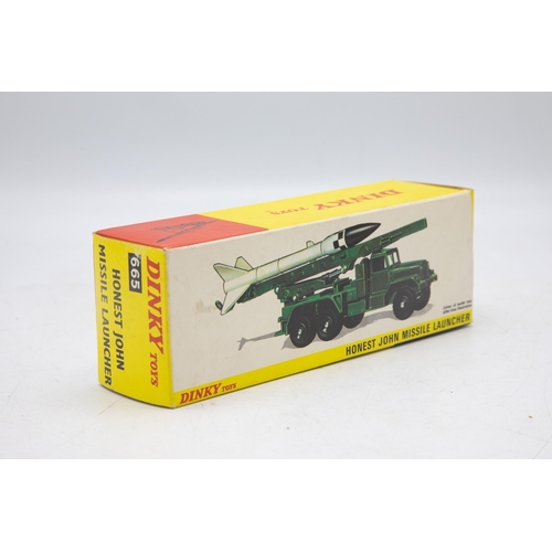 3043 - Dinky Toys 665 Honest john Missile Launcher, original missile, less common black plastic wheel versi... 