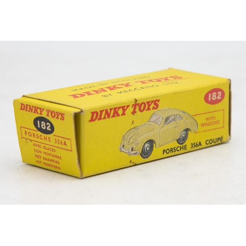 3044 - Dinky Toys 182 Porsche 356a coupe, red body with later edition spun hubs, crisp and clean in a late ... 