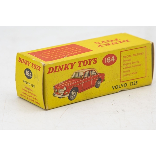 3046 - Dinky Toys 184 Volvo 122S, Red, spun hubs, near mint and boxed