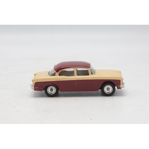 3049 - Dinky Toys 165 Humber Hawk, maroon and beige, correct box two-tone colour spot, very near mint and b... 