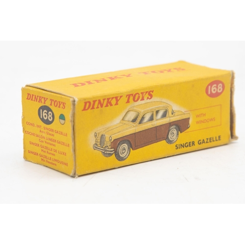 3054 - Dinky Toys 168 Singer Gazelle, two-tone, spun hubs version, incorrect box colour spot , mint and box... 