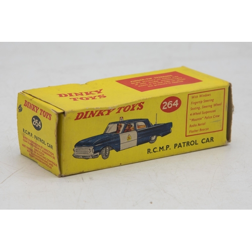 3055 - Dinky Toys 264 R.C.M.P Patrol Car, the 'mounties' Ford Fairlane, Royal Canadian Mounted Police, no a... 